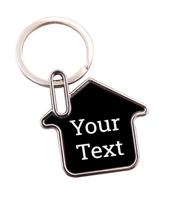 Personalized House-Shaped Metal Keychain with Custom Name, Black and Silver, Hotel & Room Number, For Apartments,Name on Keychain