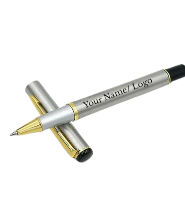 Personalized Silver Gold Trim Ball Pen with Wooden Gift Box, Sorry Message Case, Customizable Name Logo