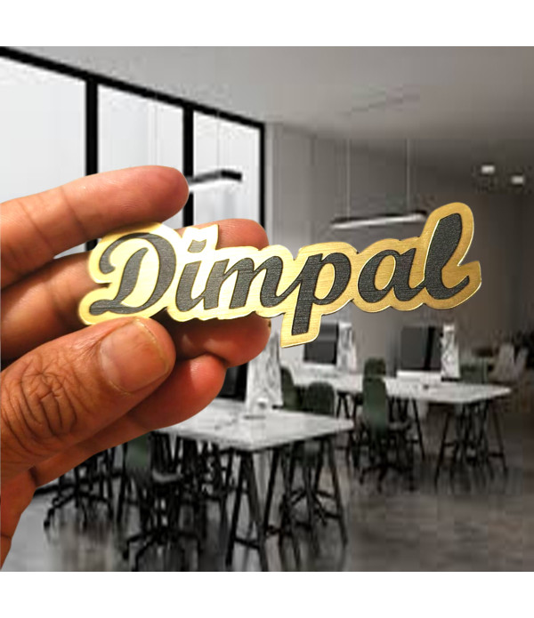 A Custom Outline Name Cutting, Personalised acrylic Name Plate, Gold and Silver Finish, Cursive Script Style