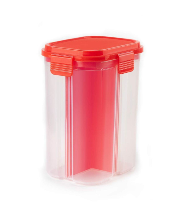 TRANSPARENT 4 SECTION CONTAINER STORAGE DISPENDER 2000ML