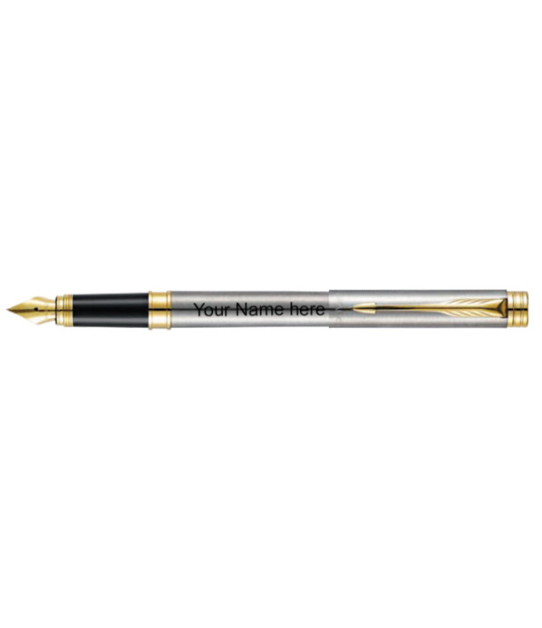 PARKER FOLIO STAINLESS STEEL FOUNTAIN PEN WITH GOLD TRIM PARKER FOLIO STAINLESS STEEL FOUNTAIN PEN WITH GOLD TRIM