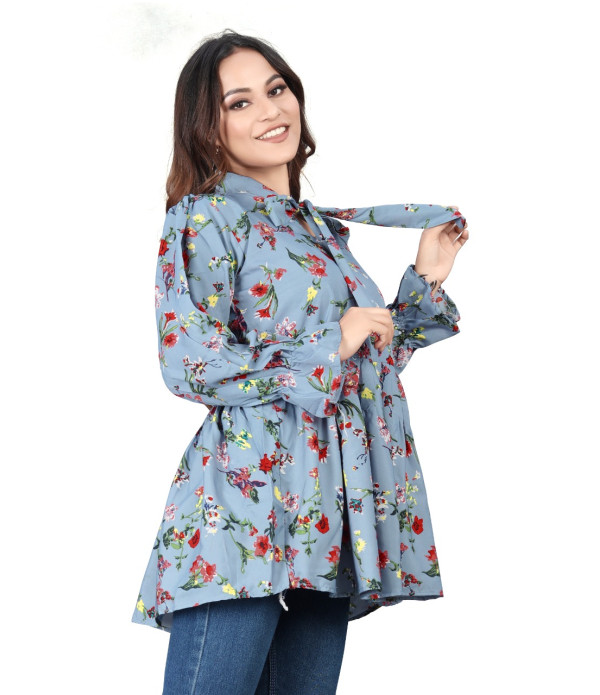 WOMEN'S Trendy Latest women Light Blue flowers design top under 500
