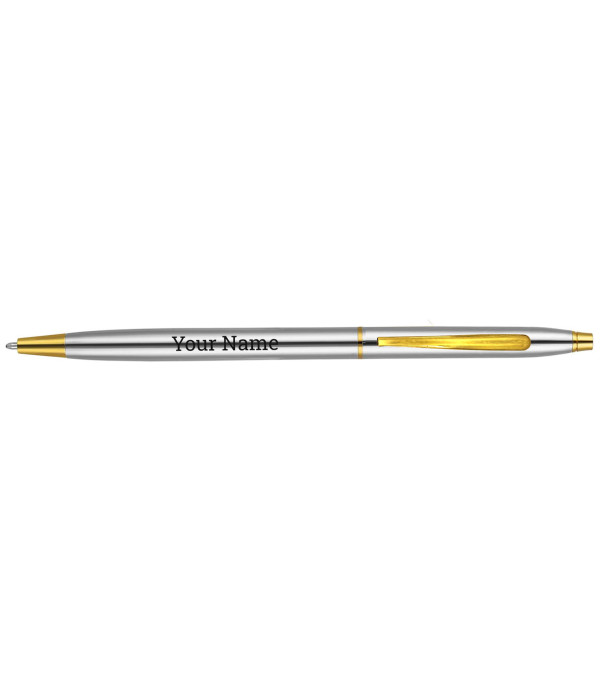 A Personalized Slim Metal Ballpoint Pen, Silver and Gold Finish, Custom Name/logo Engraving Customized For Men And Women | Doctor Birthday| Weddings | Corporate | Employee Gifting