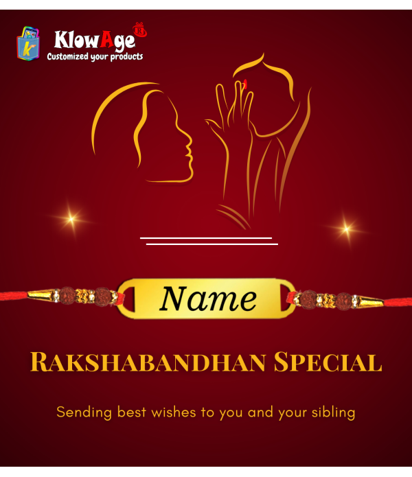 Personalised Name Rakhi For Brother with Gold-Plated Nameplate, Red Thread Traditional Raksha Bandhan | Best & Trendy rakhi for bhai | Customized name on Rakhi for Rakshabandhan