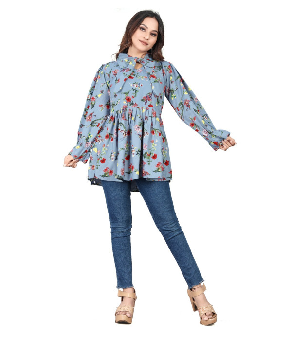 WOMEN'S Trendy Latest women Light Blue flowers design top under 500