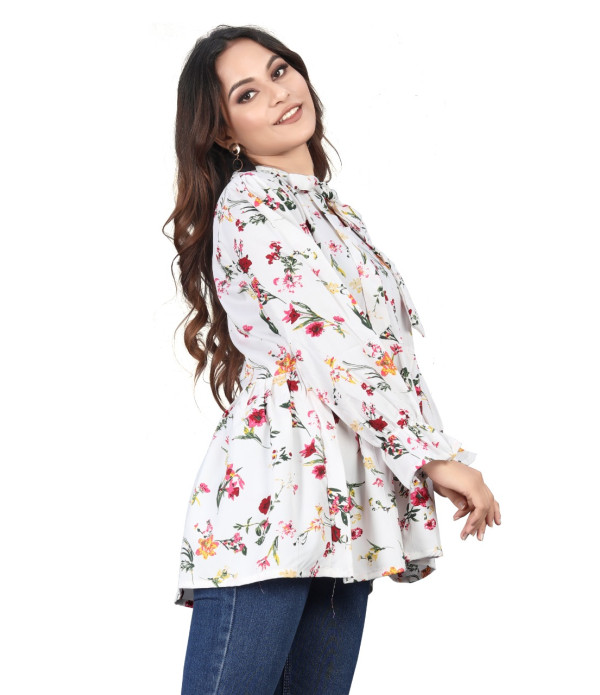 WOMEN'S Trendy Latest women White flowers design top under 500