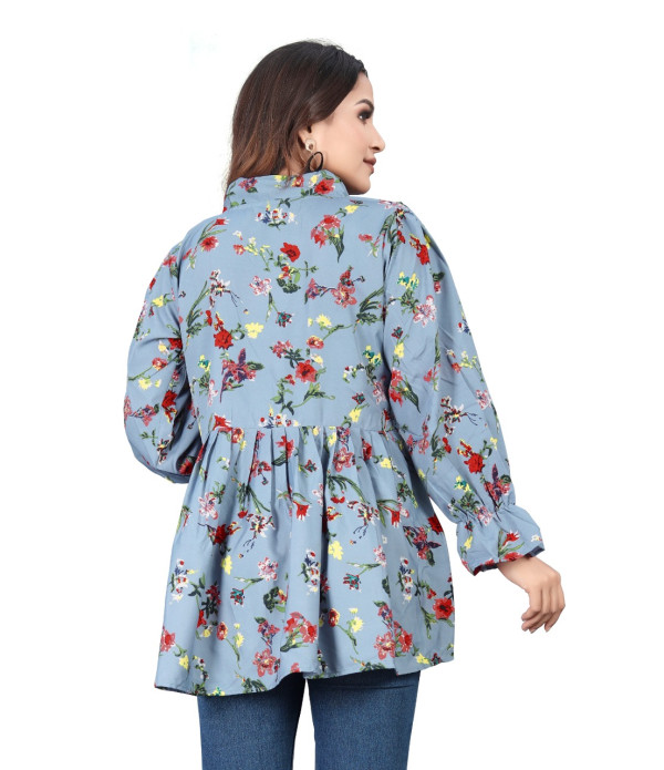 WOMEN'S Trendy Latest women Light Blue flowers design top under 500