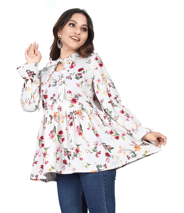 WOMEN'S Trendy Latest women White flowers design top under 500