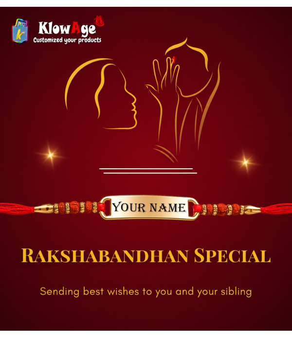 Personalised Name Rakhi For Brother with Gold-Plated Nameplate, Red Thread Traditional Raksha Bandhan | Best & Trendy rakhi for bhai | Customized name on Rakhi for Rakshabandhan