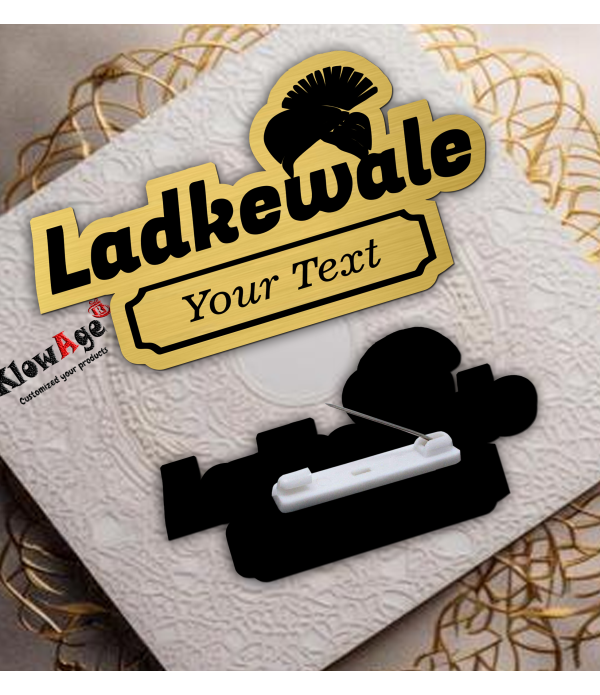 Ladkewale Personalized Wedding Brooch Name Tag Badges – Personalized Identification with Pin-Magnet ,7.00 Centimeters x 3.50 Centimeters,Gold Acrylic | Name Plate