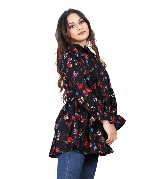 WOMEN'S Trendy Latest women  Black flowers design top under 500