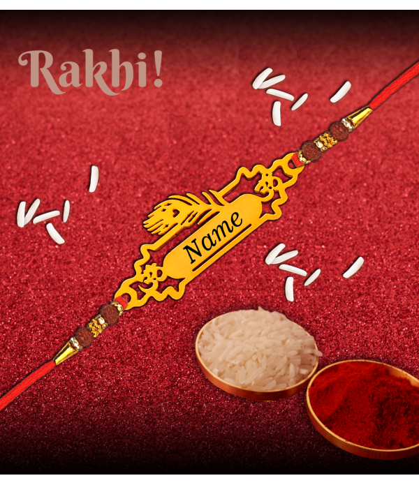Personalised Name on more pankh Rakhi ( Peacock) For Brother with Nameplate, Red Thread Traditional Raksha Bandhan | Best & Trendy rakhi for bhai/Bhabhi | Customized name on Rakhi for Rakshabandhan