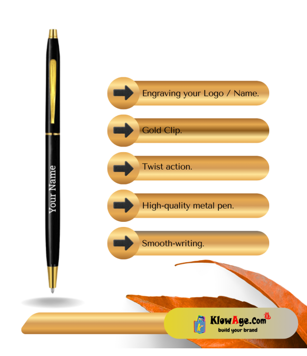 Best Personalized Business Gift Set, Black Metal Pen and House-Shaped Keychain with Custom Text and Logo