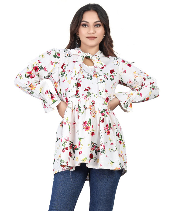 WOMEN'S Trendy Latest women White flower...