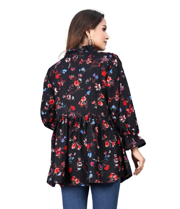 WOMEN'S Trendy Latest women  Black flowers design top under 500