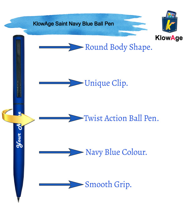 Saint Navy Blue Ball Pen with Engraving Name on Pen and Welcome gift Box and Bag .Excellent Gift | examination Best Gift | Premium Pen | student Gifting|Name on Pen