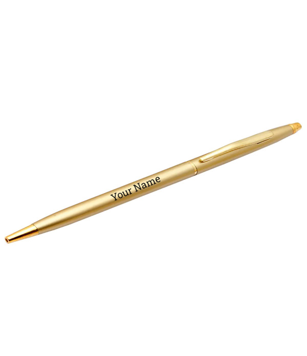 A Personalized Slim Metal Ballpoint Pen,Gold Finish, Custom Name/logo Engraving Customized For Men And Women | Doctor Birthday| Weddings | Corporate | Employee Gifting