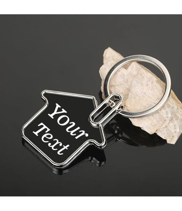 Personalized House-Shaped Metal Keychain...