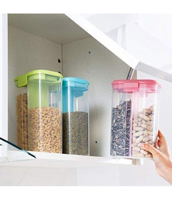 TRANSPARENT 4 SECTION CONTAINER STORAGE DISPENDER 2000ML