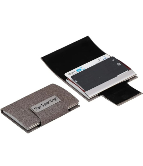 Best Personalized Business Gift Set with Silver Metal Pen and Gray Card Holder, Professional Desktop Organizer in Luxury Gift Box| 1 Pen + 1 Card Holder| Ink Color - Blue | Perfect For Employees | Unique Gifts For Entrepreneurs