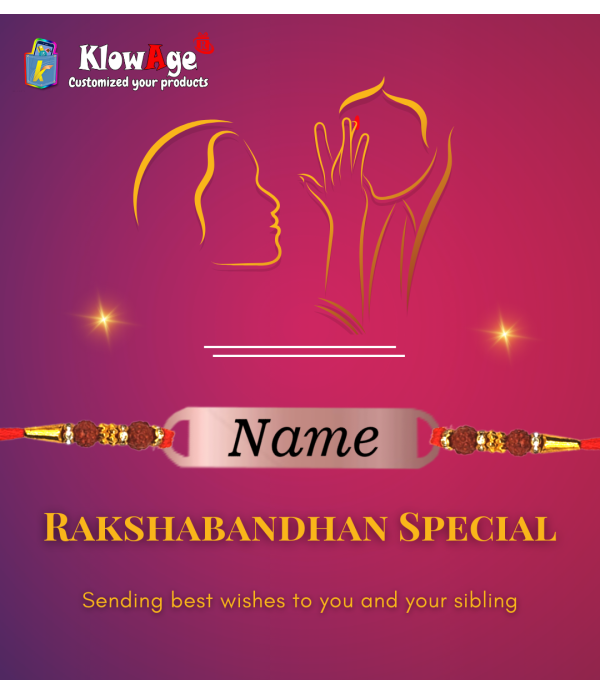 Personalised Name Rakhi For Bhabhi/Brother with Rose Gold-Plated Nameplate, Red Thread Traditional Raksha Bandhan | Best & Trendy rakhi for bhai | Customized name on Rakhi for Rakshabandhan