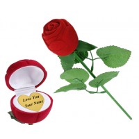 Personalized Velvet Red Rose Jewellery Ring Box with Customised Engraved Your Name and Gift Bag for Gift Propose Marriage Ceremony,Engagement,Valentine day,Birthday, Anniversary(Without Ring)