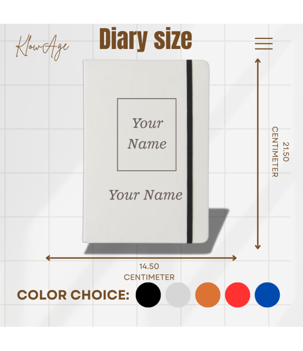Personalized White Diary With Custom Name and Logo, Hardcover Notebook with Elastic Band Closure | Best Gift For Men & Women | Corporate Gift Set | Useful Gift Set For Personal & Office Use |Customized Diary