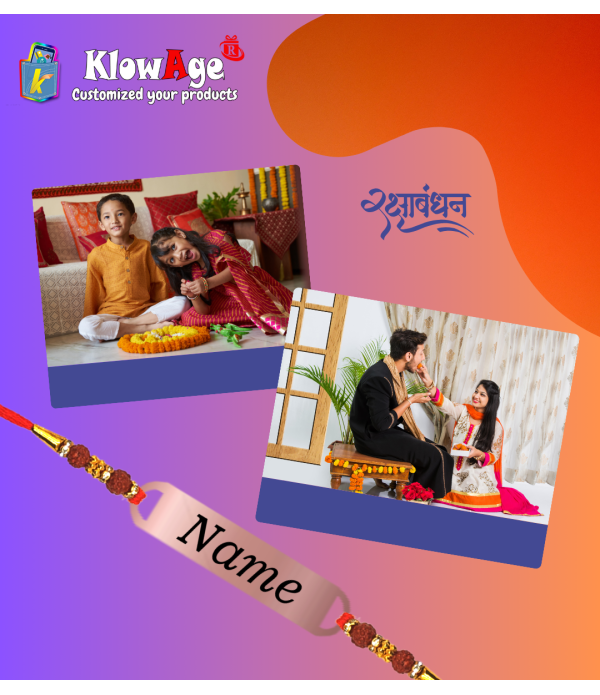 Personalised Name Rakhi For Bhabhi/Brother with Rose Gold-Plated Nameplate, Red Thread Traditional Raksha Bandhan | Best & Trendy rakhi for bhai | Customized name on Rakhi for Rakshabandhan