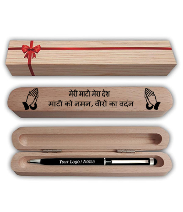 Personalized Black Ball Pen with Wooden ...