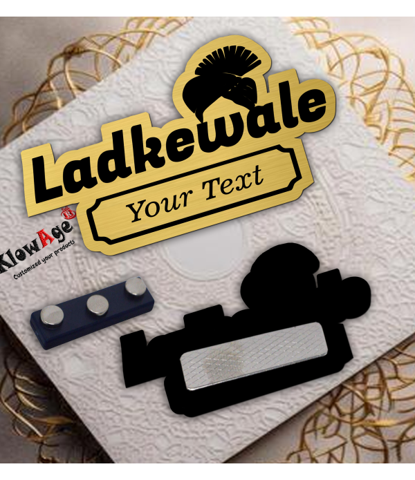 Ladkewale Personalized Wedding Brooch Name Tag Badges – Personalized Identification with Pin-Magnet ,7.00 Centimeters x 3.50 Centimeters,Gold Acrylic | Name Plate