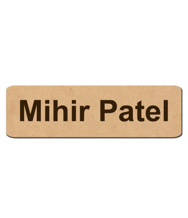 Wooden Company Logo / Name 2 line Tag Badges Pin – Personalized Identification | Name Plate for Suits,Shirt T-Shirt use in Business, School,office, hotel,restaurant, Size-7.00 Centimeters (Width)+2.50 centimeter (Height)