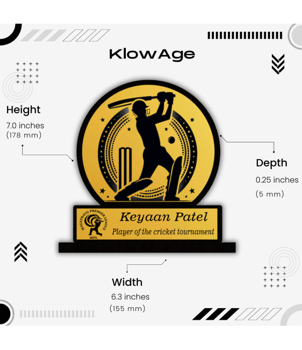 Custom Cricket Wooden & Acrylic Trophy with Batsman Silhouette, Personalized Sports Award Custom Cricket Wooden & Acrylic Trophy with Batsman Silhouette, Personalized Sports Award