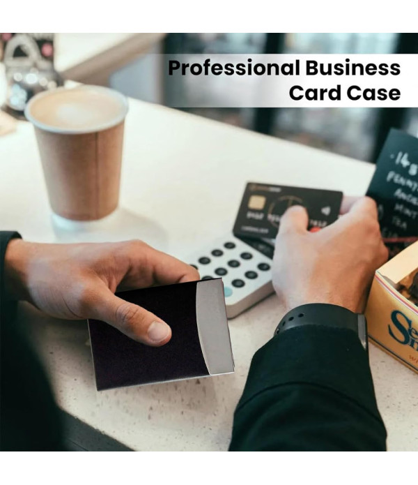 Best Personalized Business Card Holder with Custom Name Engraving, Black Gift Box, Metal Case, Professional Executive Style