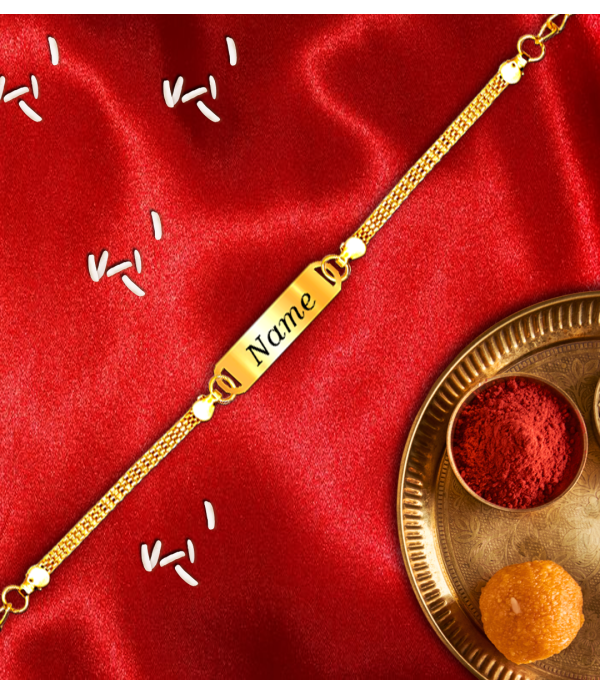 Personalised Name Rakhi with Gold-Plated...