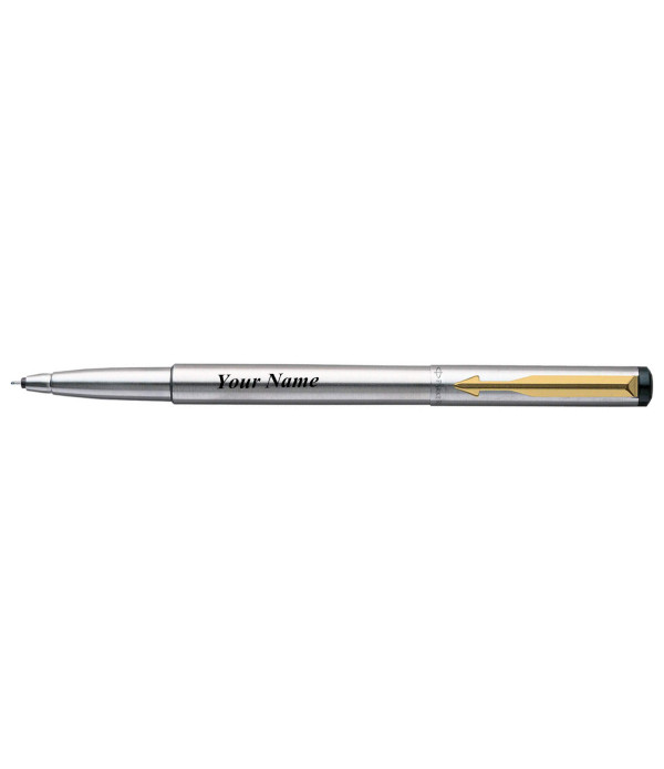 PARKER VECTOR STAINLESS STEEL ROLLER BALL PEN WITH GOLD TRIM PARKER VECTOR STAINLESS STEEL ROLLER BALL PEN WITH GOLD TRIM