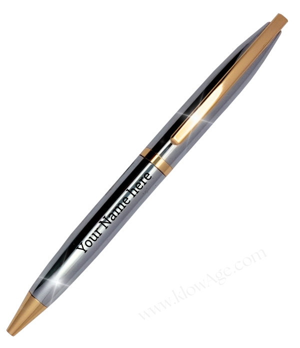 A KlowAge Saint Stainless Steel Gold Trim Customized Executive Pen Gifting Personalized Pen With Name Engraved Ballpoint Pen Gifting 