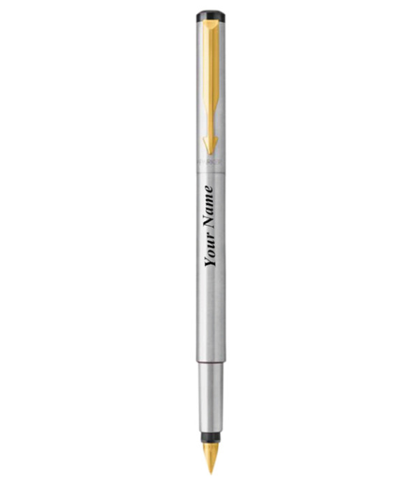 PARKER VECTOR STAINLESS STEEL FOUNTAIN PEN WITH GOLD TRIM PARKER VECTOR STAINLESS STEEL FOUNTAIN PEN WITH GOLD TRIM