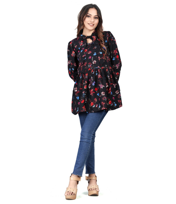 WOMEN'S Trendy Latest women  Black flowers design top under 500