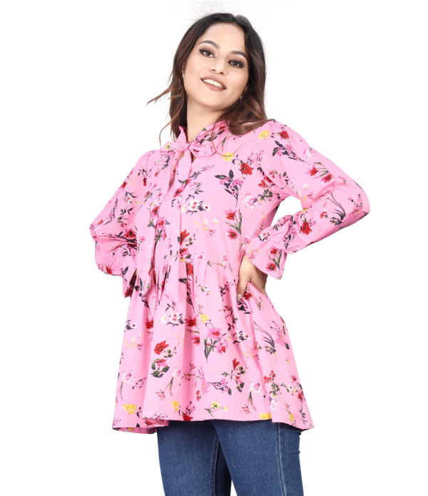WOMEN'S Trendy Latest women Pink flowers design top under 500