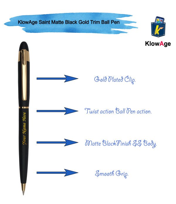 A KlowAge Matte Black customized executive pen Gifting Personalized Pen With Name Engraved Ballpoint Pen Gifting