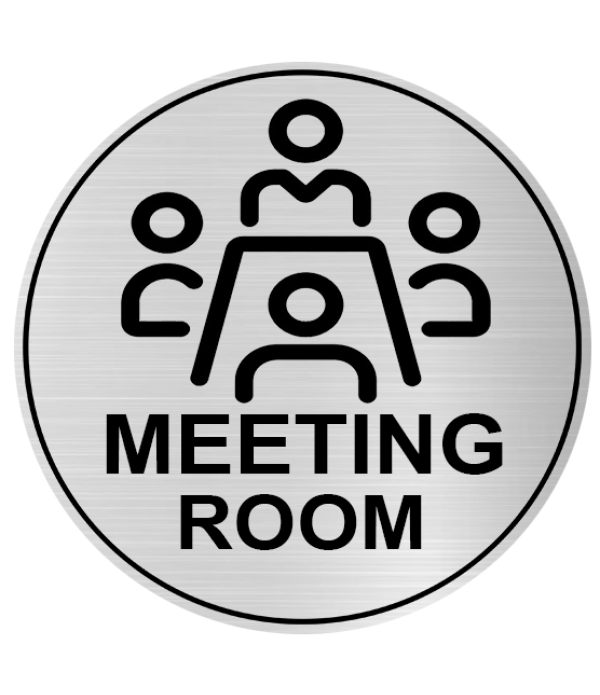 KlowAge Meeting Room Self-Adhesive Golden Black High Grade Acrylic Sign Board for Business Shop Stores Cafes Shops Hospital School Office Hotel Restaurant Company Malls Bank Home