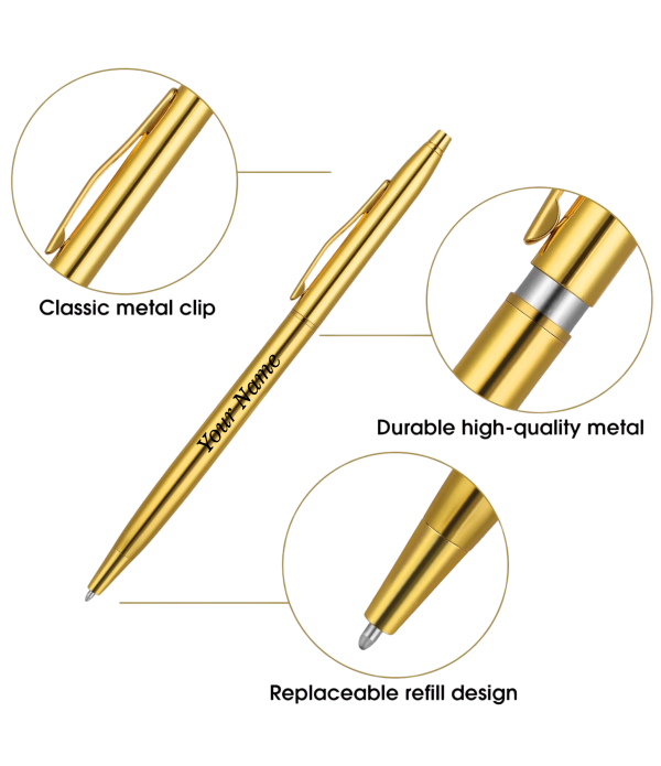 A Personalized Slim Metal Ballpoint Pen,Gold Finish, Custom Name/logo Engraving Customized For Men And Women | Doctor Birthday| Weddings | Corporate | Employee Gifting