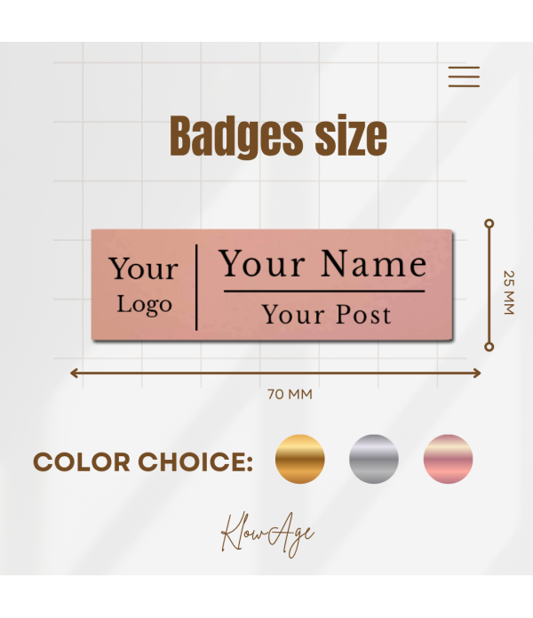 Custom Name Badge with Logo, name and Post, Personalised ID Tag, Pin or Magnetic 