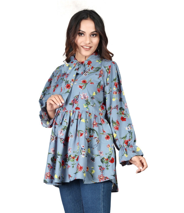 WOMEN'S Trendy Latest women Light Blue flowers design top under 500