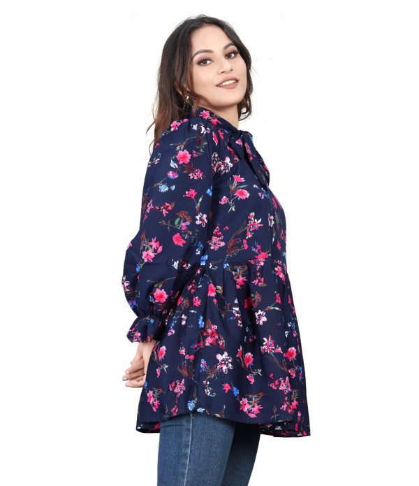 WOMEN'S Trendy Latest women Dark Blue flowers design top under 500