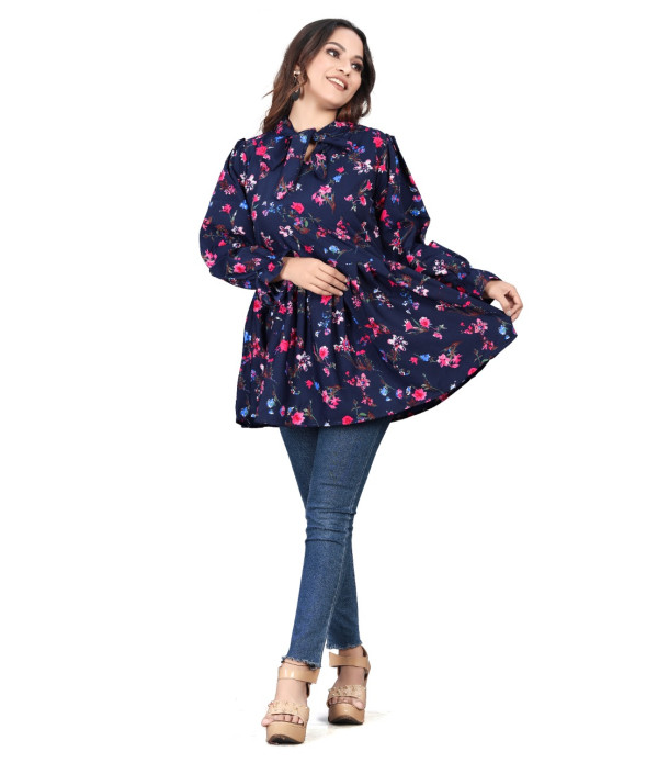 WOMEN'S Trendy Latest women Dark Blue flowers design top under 500