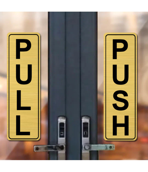 KlowAge Push Pull Self-Adhesive Golden Black High Grade Acrylic Sign Board for Business Shop Stores Cafes Shops Hospital School Office Hotel Restaurant Company Malls Bank Home