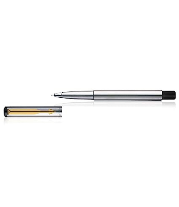 PARKER VECTOR STAINLESS STEEL ROLLER BALL PEN WITH GOLD TRIM PARKER VECTOR STAINLESS STEEL ROLLER BALL PEN WITH GOLD TRIM