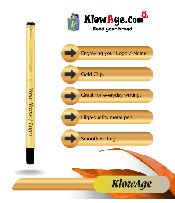 Best Personalized Gold Pen and  Keychain with Gift box.| Blue Ink | Corporate Gift For Office, Men & Women | Premium Pen