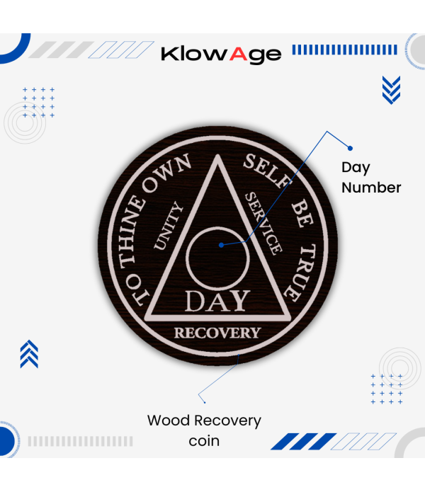  Customised Recovery Wooden Coin, Day Number Tracking, AA Sobriety Medallion